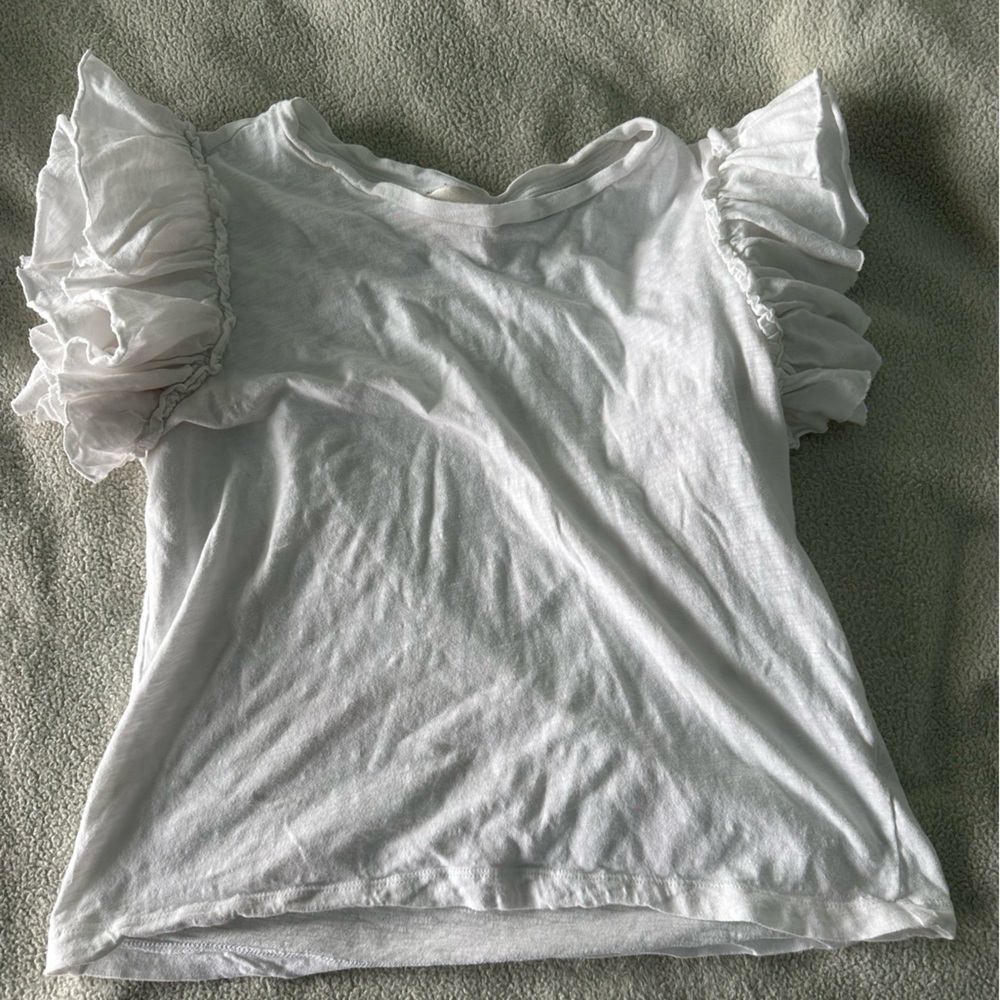 Industrie Clothing White Ruffled Short Sleeve T-Shirt